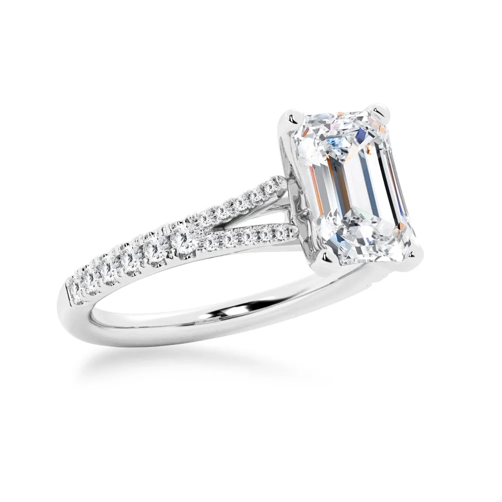 NEW Emerald Cut Split-Shank Moissanite Engagement Ring sold by MSBLUE Jewelry product image thumbnail 4