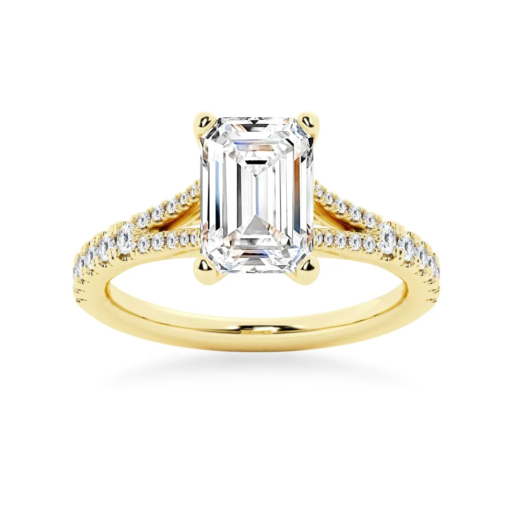NEW Emerald Cut Split-Shank Moissanite Engagement Ring sold by MSBLUE Jewelry product image thumbnail 2