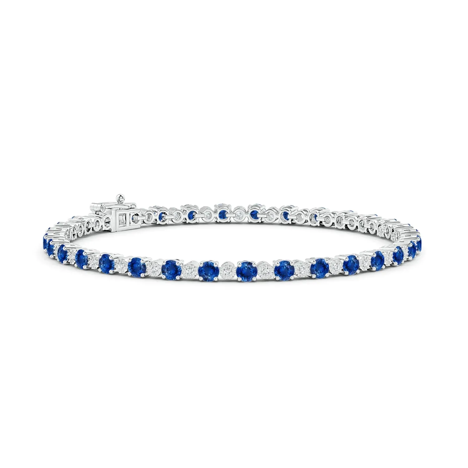 4.8 CT. Sapphire and Brilliant Moissanite Tennis Bracelet sold by MSBLUE Jewelry