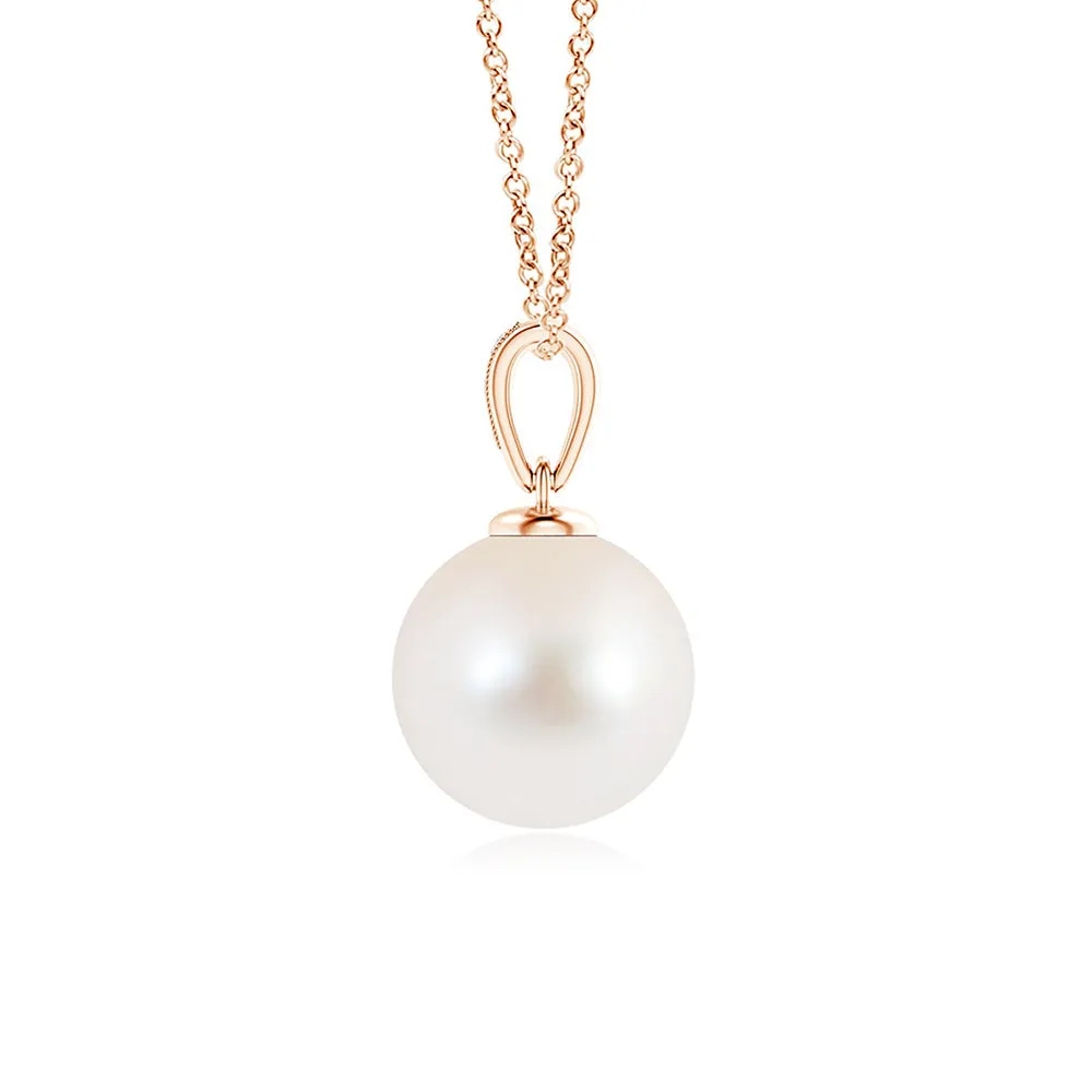 8mm Solitaire Freshwater Cultured Pearl Pendant with Moissanite sold by MSBLUE Jewelry product image thumbnail 5