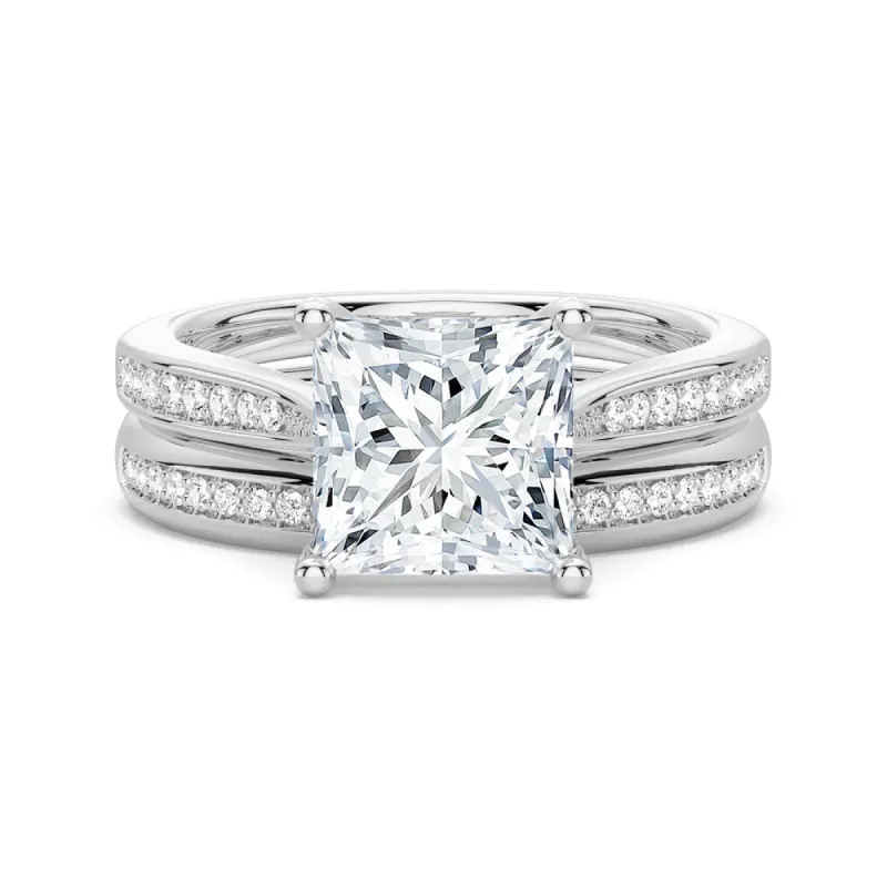 1.5 CT. Princess Cut Moissanite Bridal Set in Sterling Silver sold by MSBLUE Jewelry