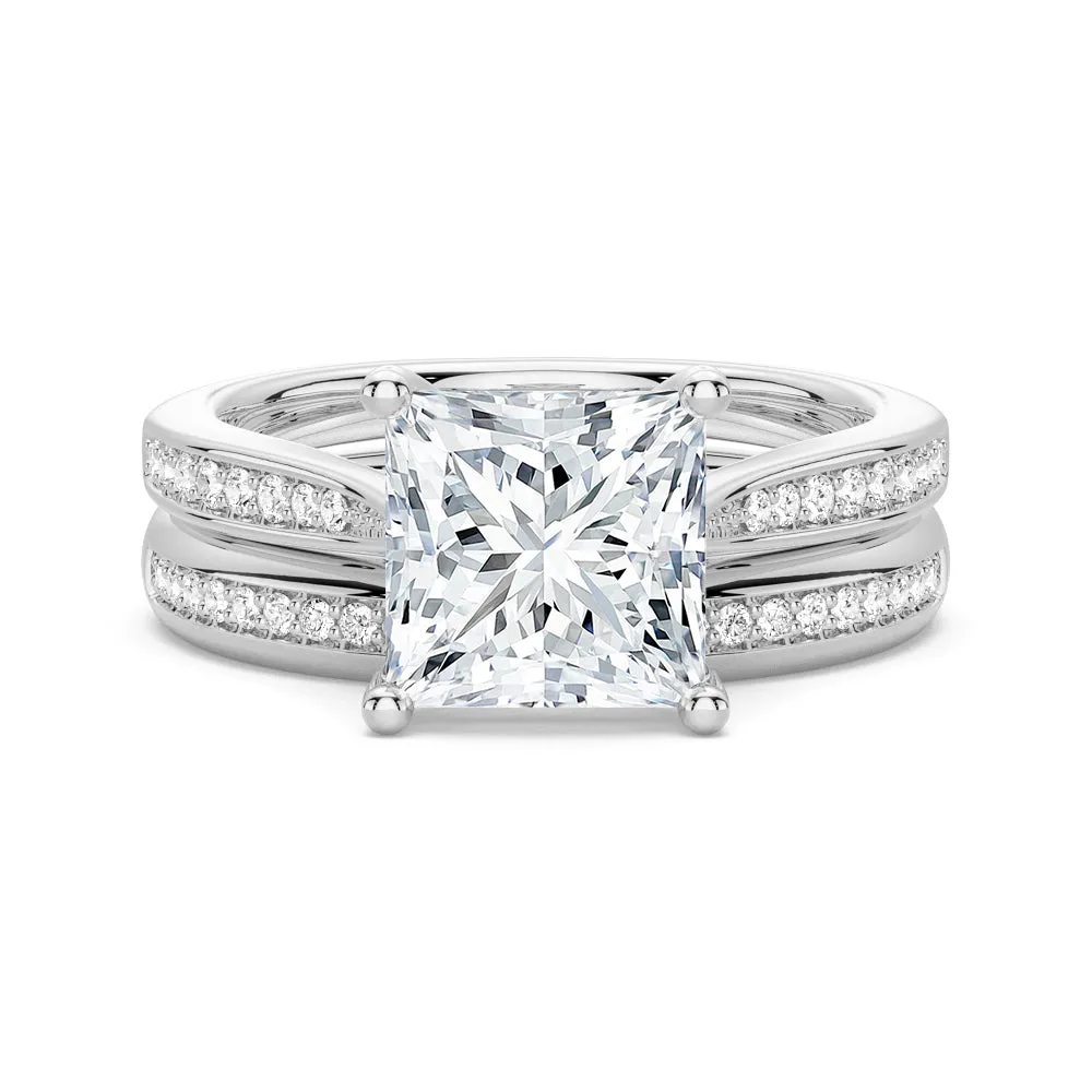 1.5 CT. Princess Cut Moissanite Bridal Set in Sterling Silver sold by MSBLUE Jewelry