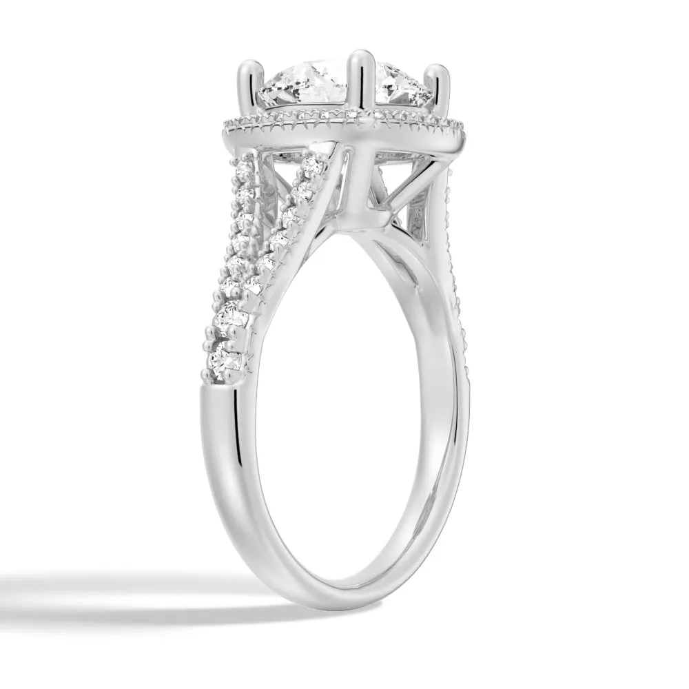 Halo Round Moissanite Silver Engagement Ring sold by MSBLUE Jewelry product image thumbnail 4
