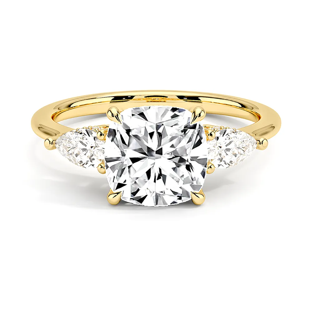 Three-Stone Cushion Cut Engagement Ring With Hidden Halo sold by MSBLUE Jewelry product image thumbnail 2