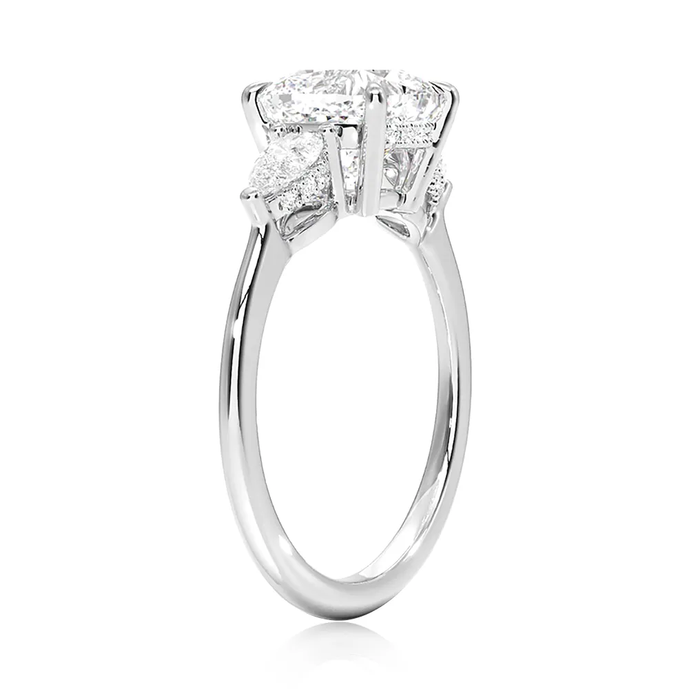 Three-Stone Cushion Cut Engagement Ring With Hidden Halo sold by MSBLUE Jewelry product image thumbnail 5