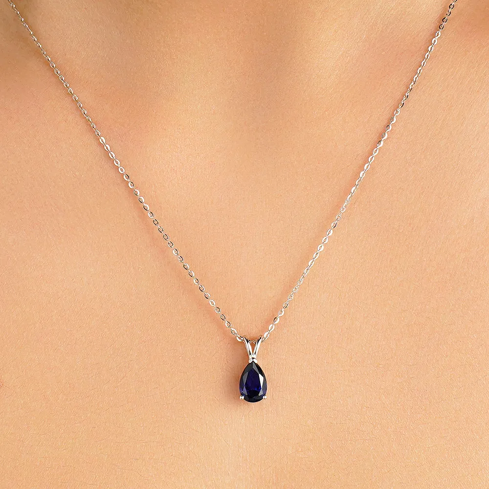 1.5 CT. Pear Blue Sapphire Solitaire Pendant sold by MSBLUE Jewelry product image thumbnail 3