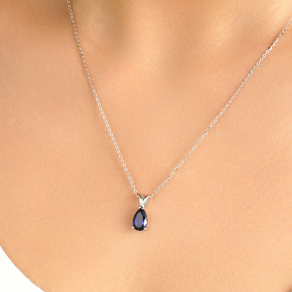 1.5 CT. Pear Blue Sapphire Solitaire Pendant sold by MSBLUE Jewelry product image thumbnail 4