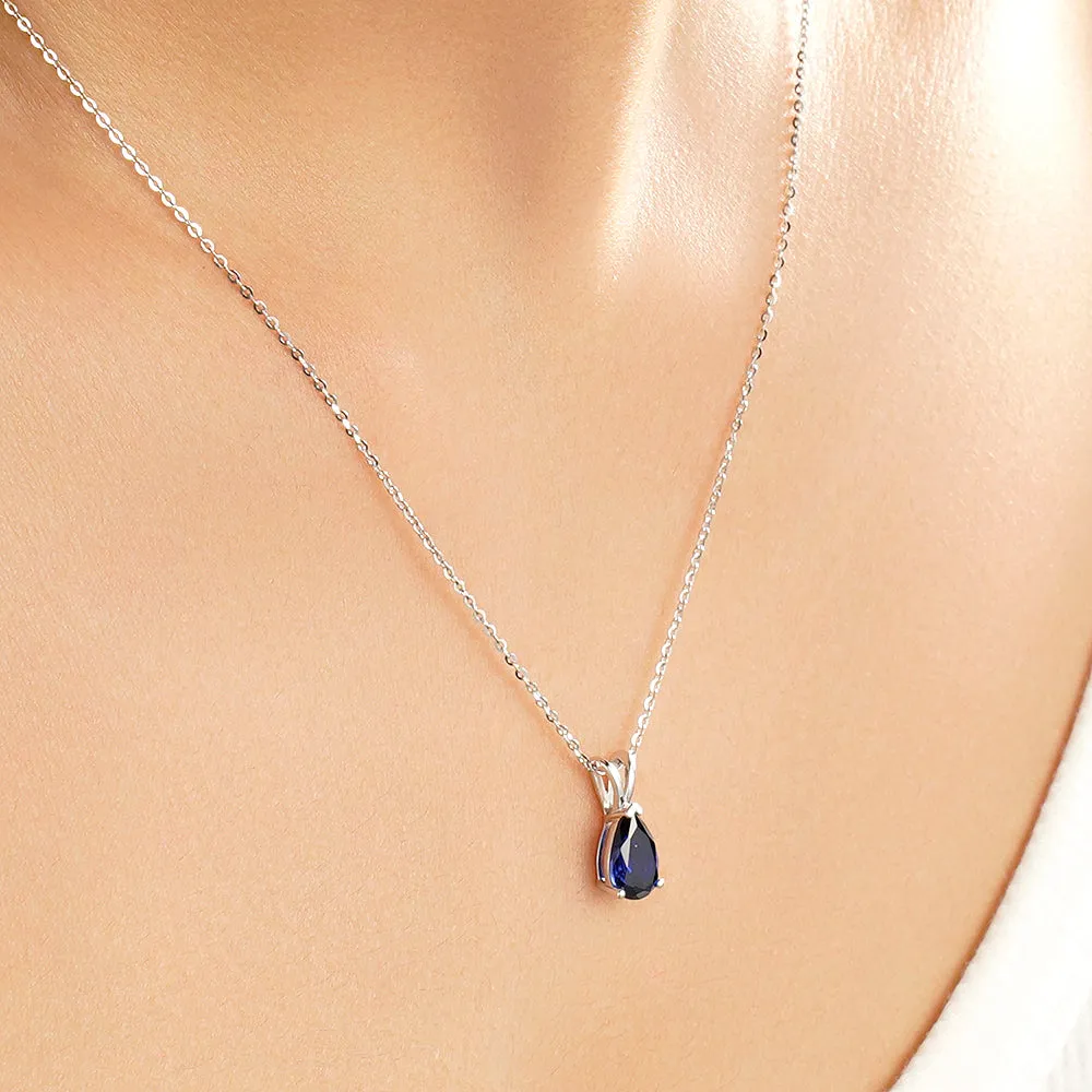 1.5 CT. Pear Blue Sapphire Solitaire Pendant sold by MSBLUE Jewelry product image thumbnail 5