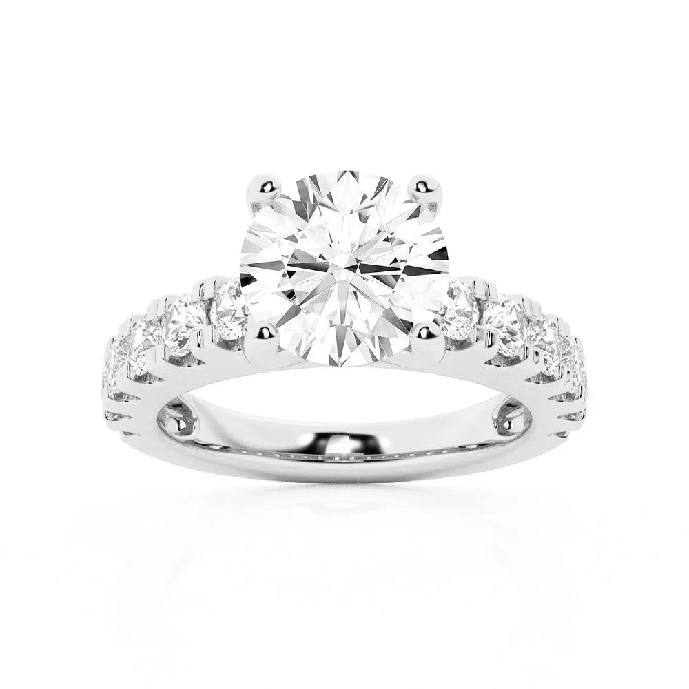 Round Moissanite Engagement Ring With Split Prong Side Accents sold by MSBLUE Jewelry