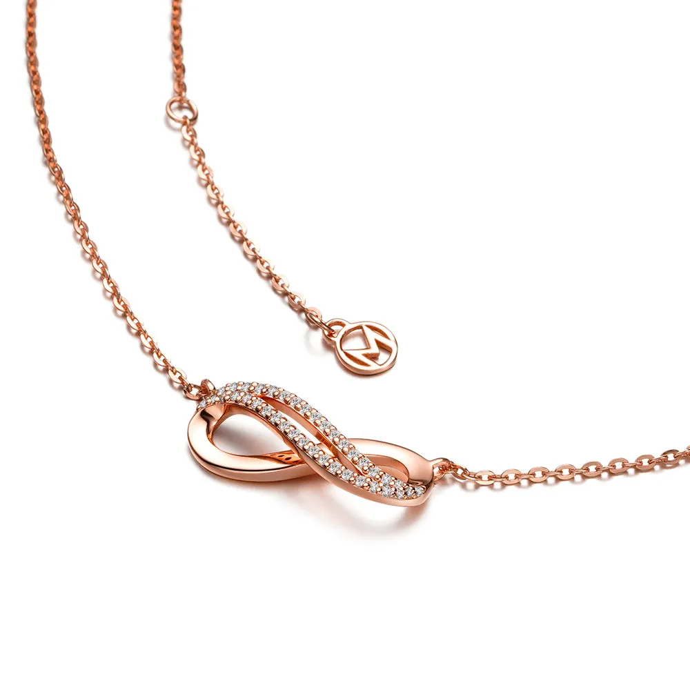 Infinity Moissanite Diamond Double Pave Necklace Pendant sold by MSBLUE Jewelry product image thumbnail 2