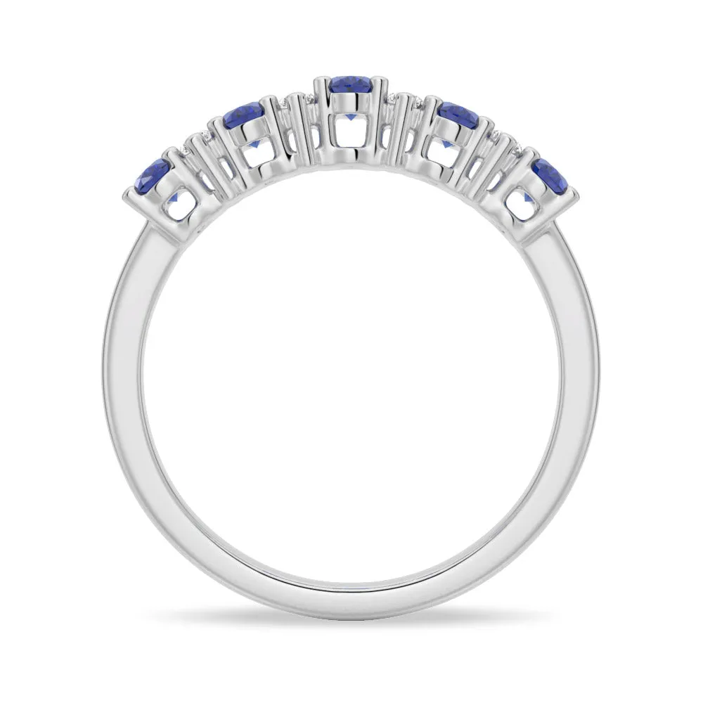 Blue Sapphire and White Sapphire Five Stone Wedding Ring sold by MSBLUE Jewelry product image thumbnail 3