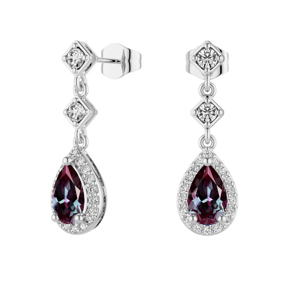 2 Ctw Pear Shaped Alexandrite Moissanite Pave Drop Earrings sold by MSBLUE Jewelry