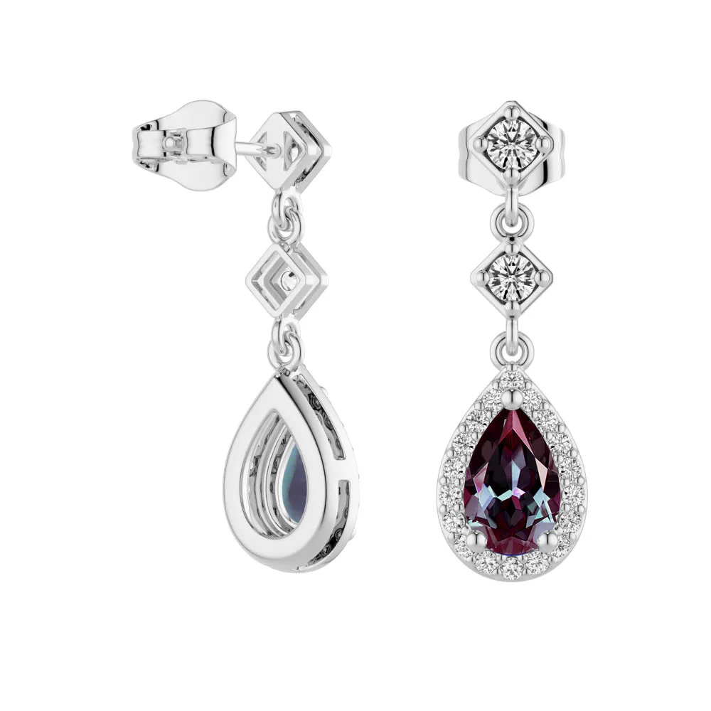 2 Ctw Pear Shaped Alexandrite Moissanite Pave Drop Earrings sold by MSBLUE Jewelry product image thumbnail 3