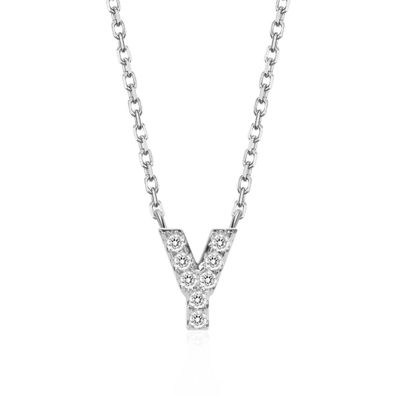 Classic Pavé Initial Y Pendant Necklace sold by MSBLUE Jewelry