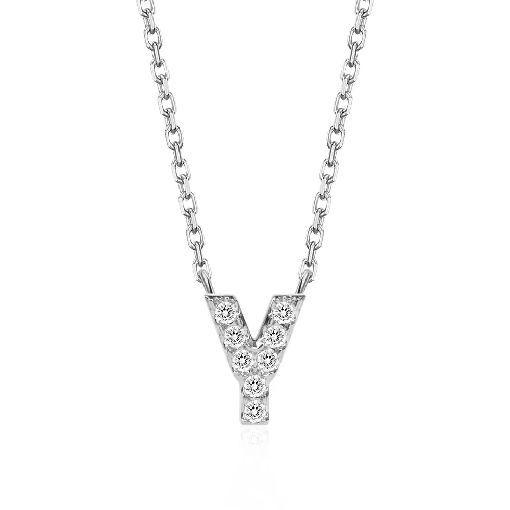 Classic Pavé Initial Y Pendant Necklace sold by MSBLUE Jewelry