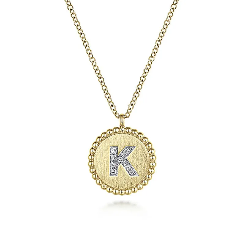 Initial K Medallion Necklace sold by MSBLUE Jewelry
