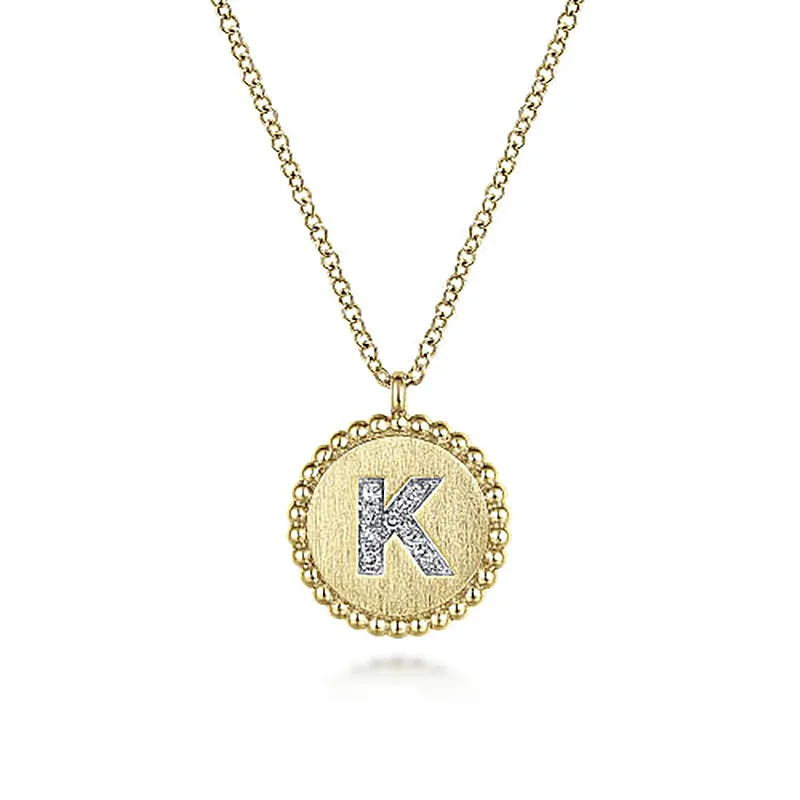Initial K Medallion Necklace sold by MSBLUE Jewelry