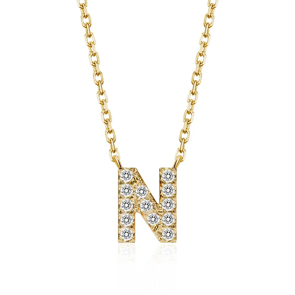 Classic Pavé Initial N Pendant Necklace sold by MSBLUE Jewelry product image thumbnail 2