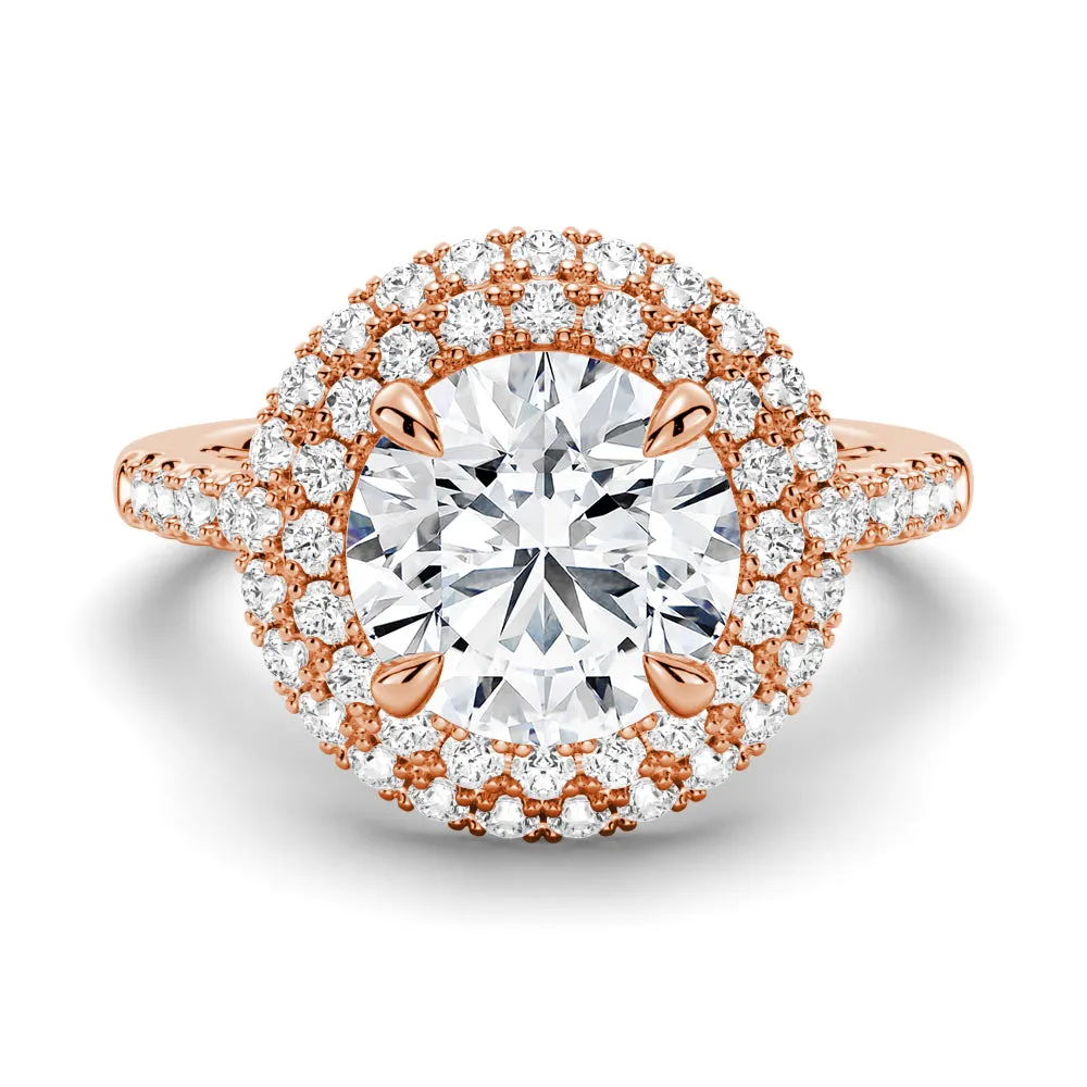 Double Micropavé Halo Moissanite Engagement Ring With Accents sold by MSBLUE Jewelry product image thumbnail 3