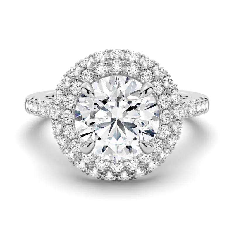 Double Micropavé Halo Moissanite Engagement Ring With Accents sold by MSBLUE Jewelry