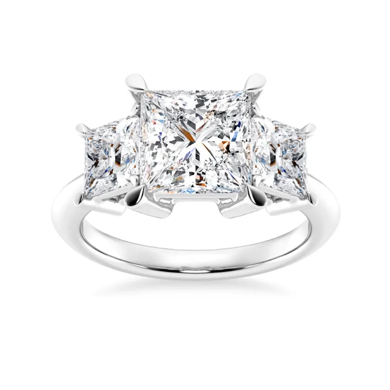 Princess Cut Three Stone Engagement Ring sold by MSBLUE Jewelry