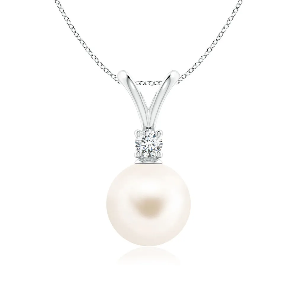 8mm Freshwater Cultured Pearl V Bale Pendant sold by MSBLUE Jewelry