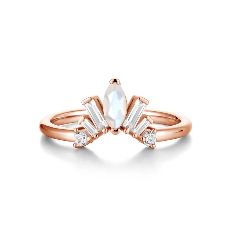 Marquise Moonstone And White Sapphire Band sold by MSBLUE Jewelry