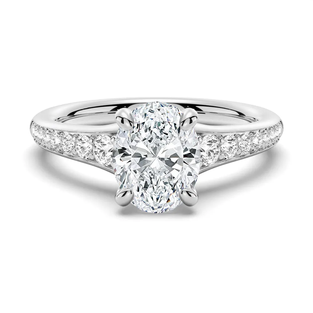 Vintage Oval Cut Moissanite Engagement Ring With Graduated Band sold by MSBLUE Jewelry