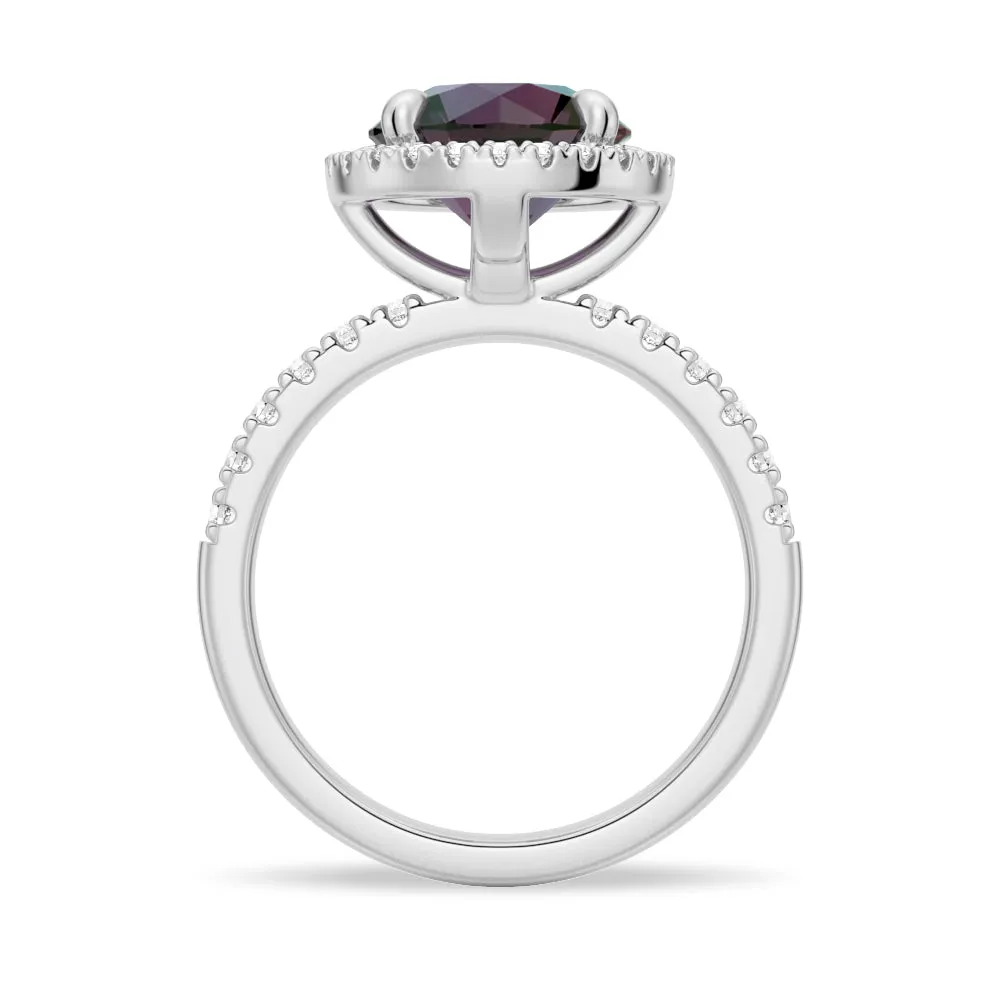 3 CT. Round Cut Alexandrite Engagement Ring With Moissanite Halo Pavé sold by MSBLUE Jewelry product image thumbnail 5