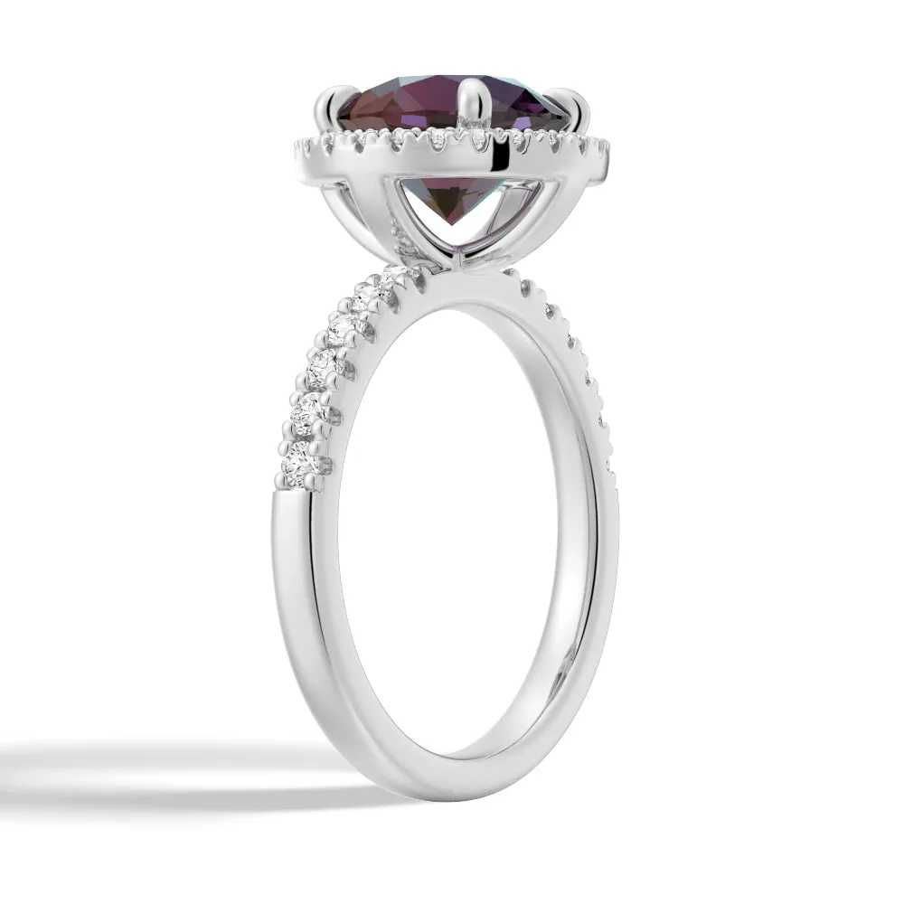 3 CT. Round Cut Alexandrite Engagement Ring With Moissanite Halo Pavé sold by MSBLUE Jewelry product image thumbnail 3