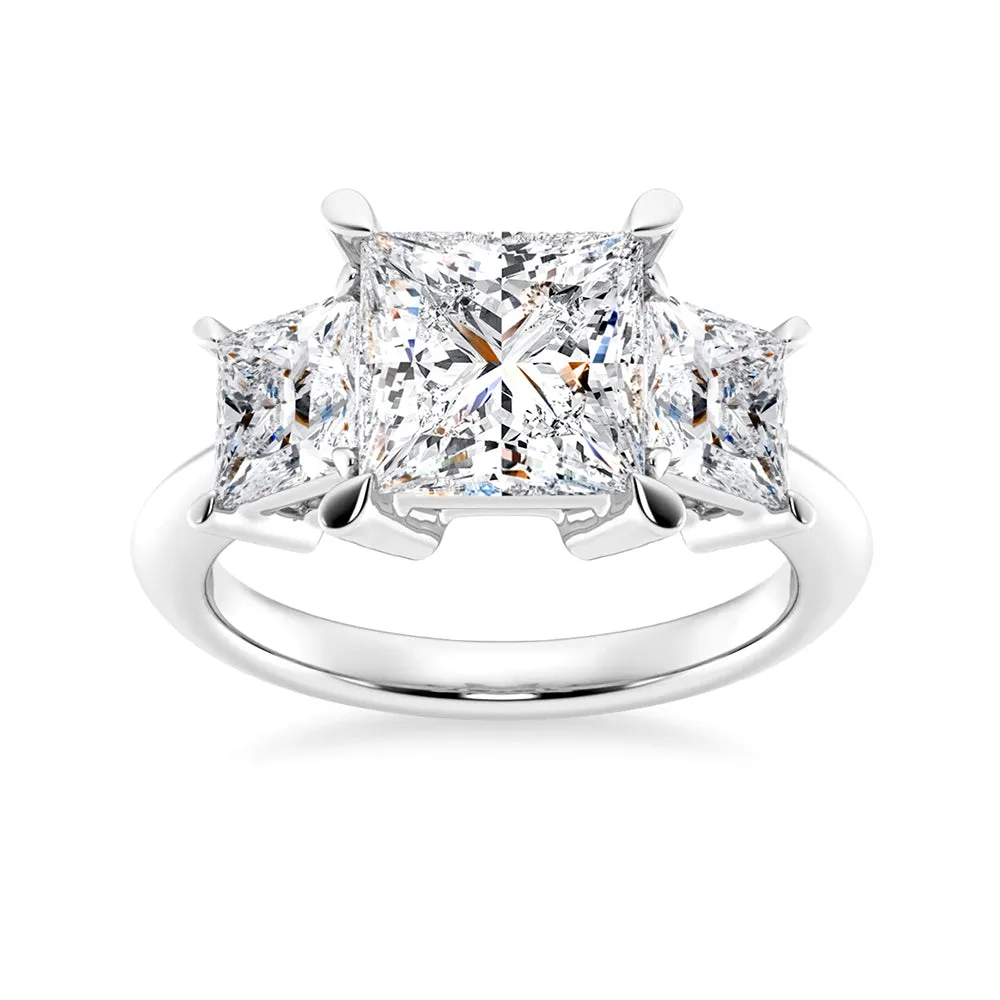 NEW Princess Cut Three Stone Moissanite Engagement Ring sold by MSBLUE Jewelry