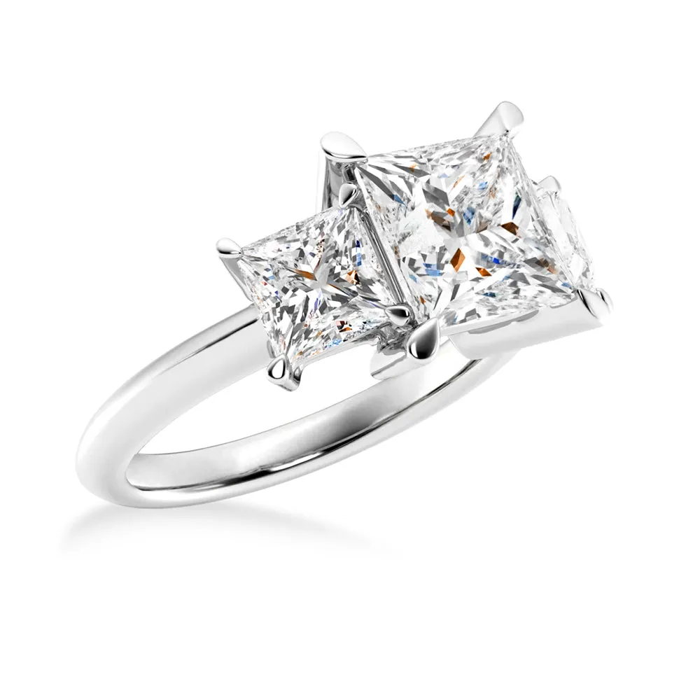 NEW Princess Cut Three Stone Moissanite Engagement Ring sold by MSBLUE Jewelry product image thumbnail 4