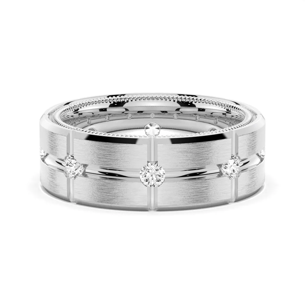 7.5mm Two Tone Matte Finish Moissanite Men's Band sold by MSBLUE Jewelry product image thumbnail 2