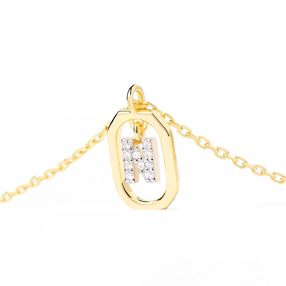 Moissanite Initial N Dangle Pendant Necklace sold by MSBLUE Jewelry product image thumbnail 4