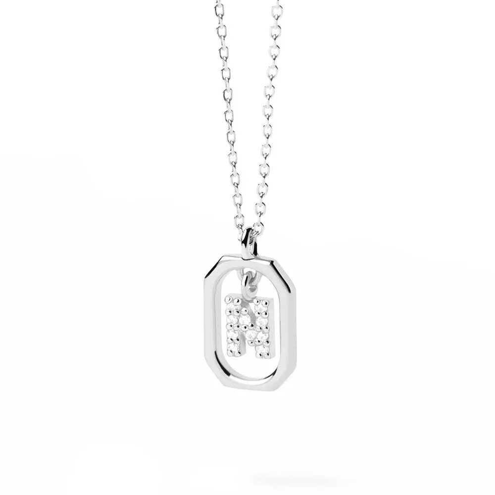 Moissanite Initial N Dangle Pendant Necklace sold by MSBLUE Jewelry