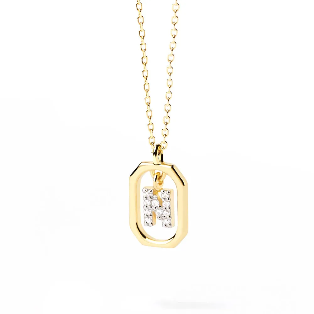 Moissanite Initial N Dangle Pendant Necklace sold by MSBLUE Jewelry product image thumbnail 2