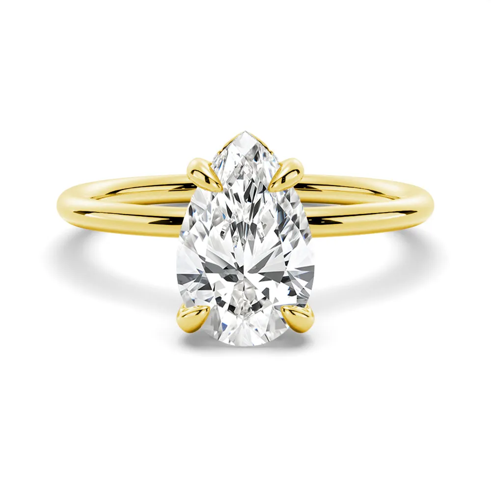 Pear-Shaped Solitaire Moissanite Engagement Ring With Hidden Halo sold by MSBLUE Jewelry product image thumbnail 2