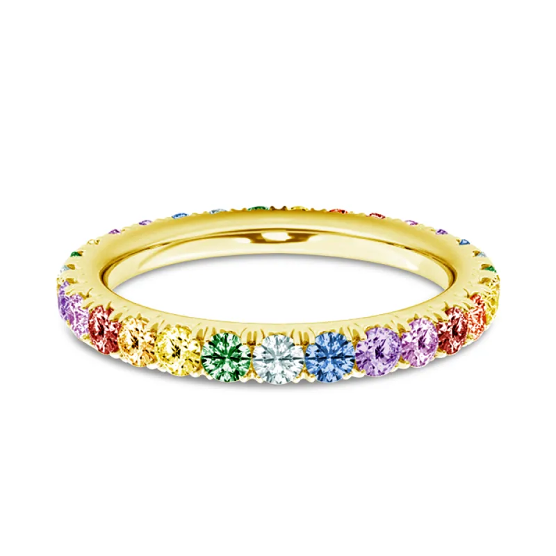 Multi Color Rainbow Gemstones Eternity Band sold by MSBLUE Jewelry