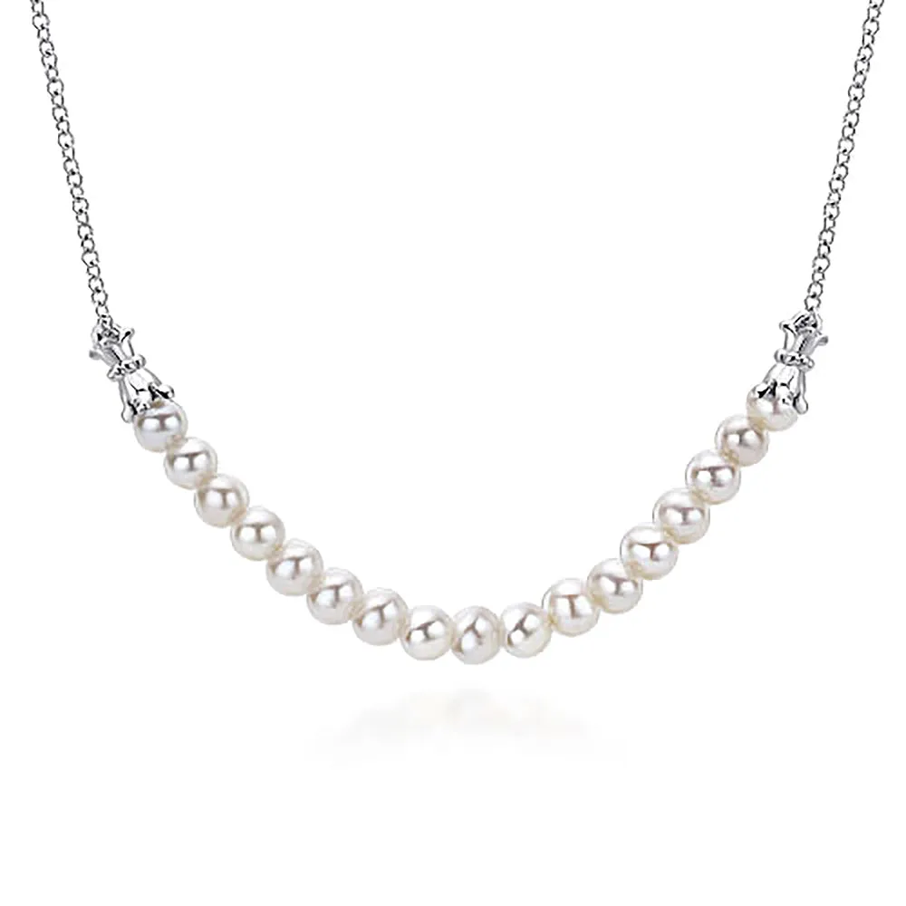 4mm Freshwater Cultured Pearl String Bar Necklace sold by MSBLUE Jewelry