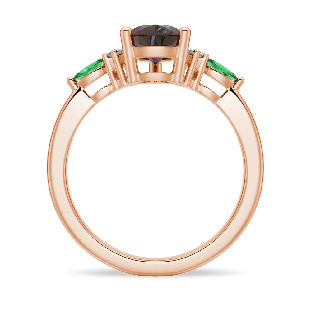 1.5 CT. Pear Shaped Alexandrite Engagement Ring With Emerald Accents sold by MSBLUE Jewelry product image thumbnail 4
