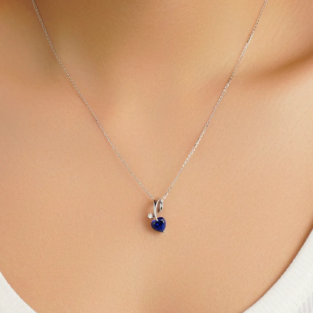 1 CT. Heart Shaped Sapphire Ribbon Pendant with Diamond sold by MSBLUE Jewelry product image thumbnail 3