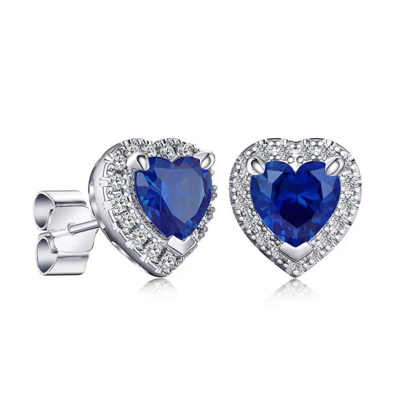1 CT. Heart Shaped Birthstone Stud Earrings with Halo sold by MSBLUE Jewelry