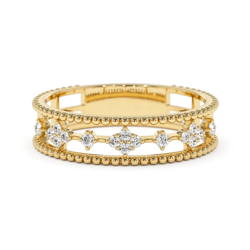 Lab Grown Diamonds Promise Ring with Beaded Band sold by MSBLUE Jewelry