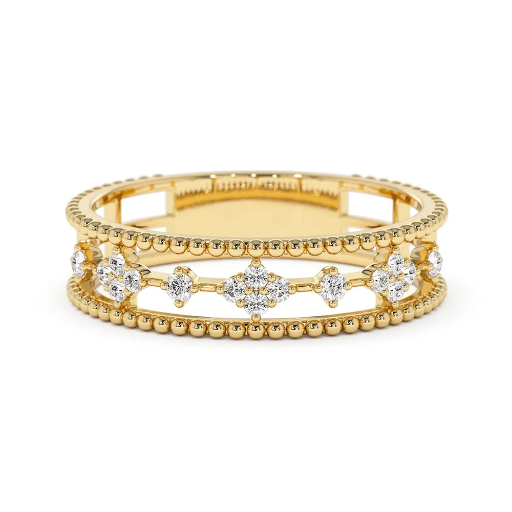 Lab Grown Diamonds Promise Ring with Beaded Band sold by MSBLUE Jewelry