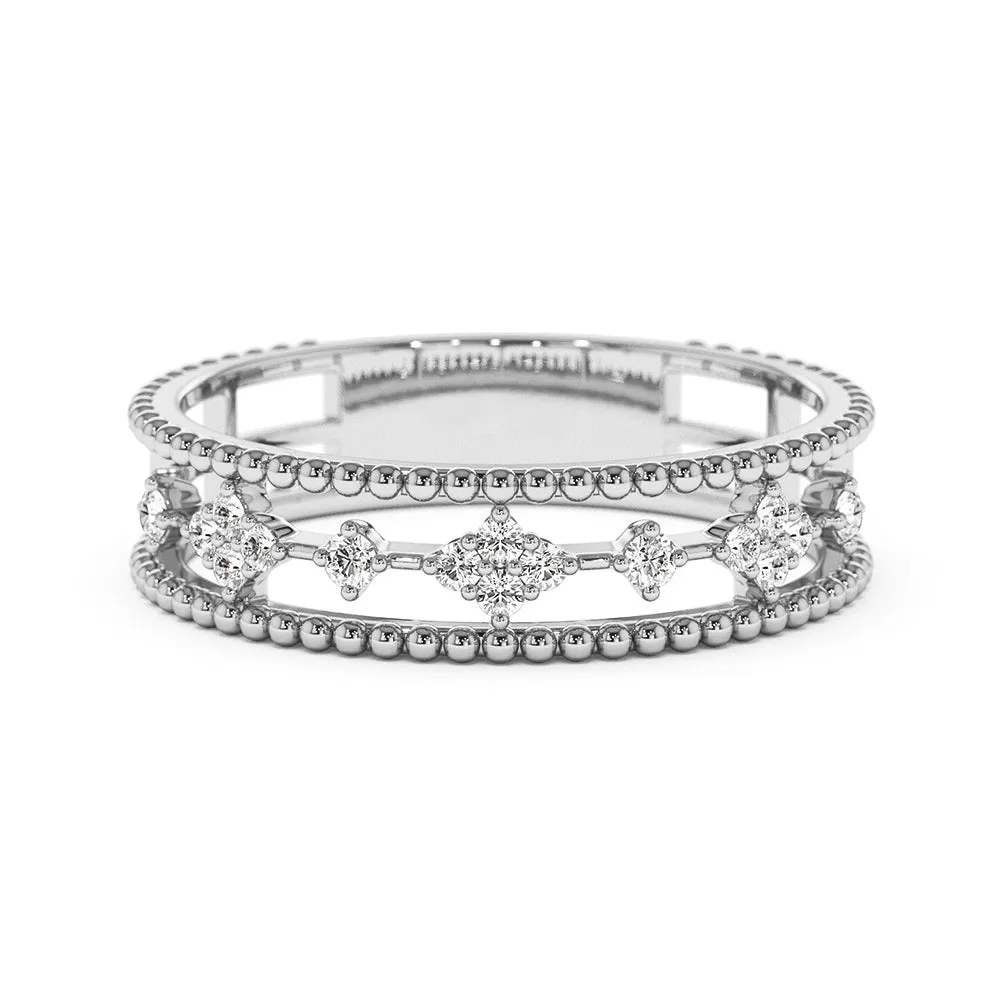 Lab Grown Diamonds Promise Ring with Beaded Band sold by MSBLUE Jewelry product image thumbnail 2