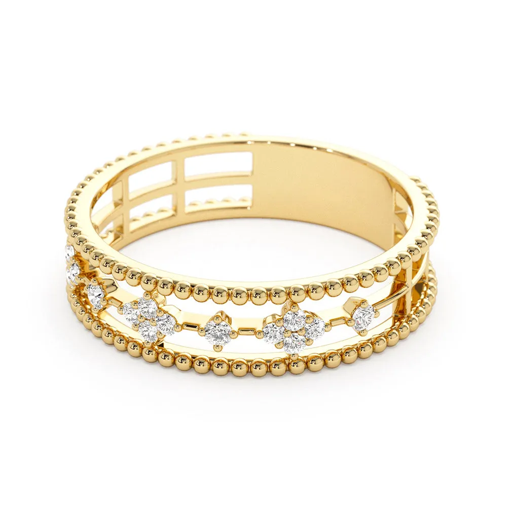 Lab Grown Diamonds Promise Ring with Beaded Band sold by MSBLUE Jewelry product image thumbnail 3