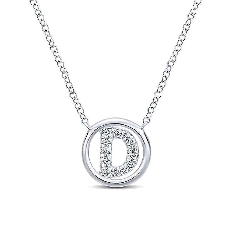 Round Pavé Initial D Pendant Necklace sold by MSBLUE Jewelry
