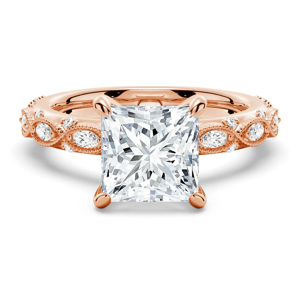 Vintage Infinity Milgrain Princess Cut Moissanite Engagement Ring sold by MSBLUE Jewelry product image thumbnail 3