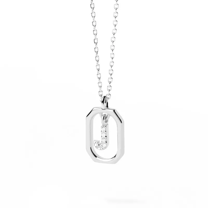 Moissanite Initial J Dangle Pendant Necklace sold by MSBLUE Jewelry