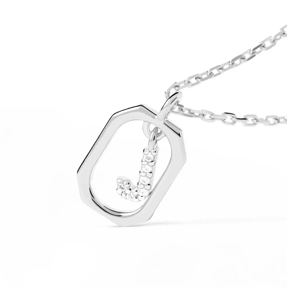 Moissanite Initial J Dangle Pendant Necklace sold by MSBLUE Jewelry product image thumbnail 3